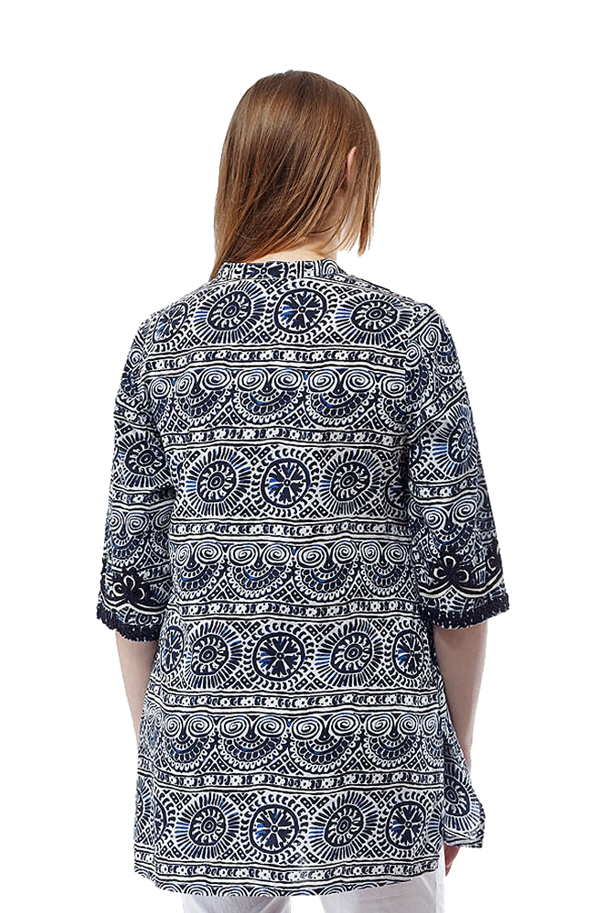 La Cera Short Sleeve Printed Tunic Top