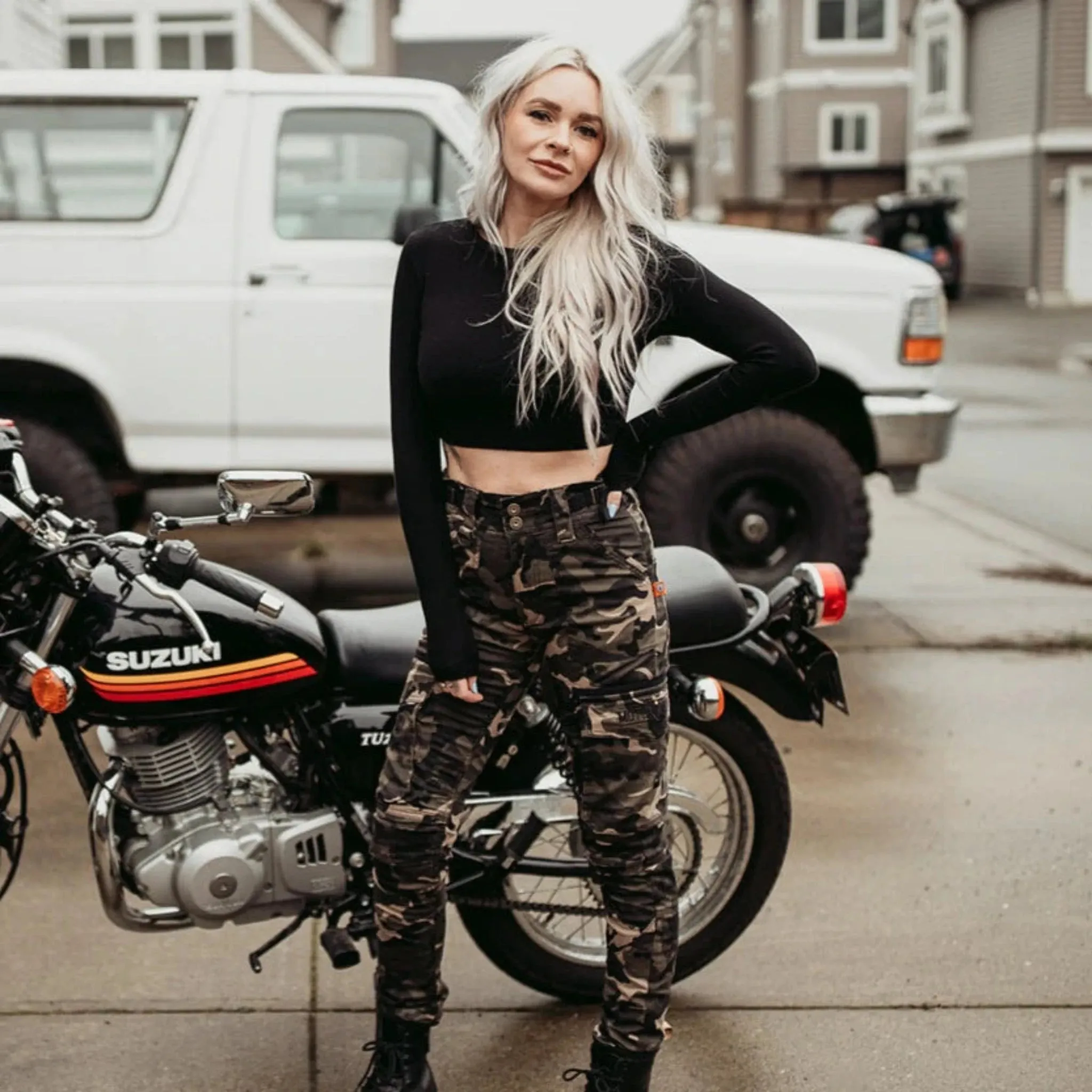 LARA CAMO - Women's Motorcycle Cargo Trousers