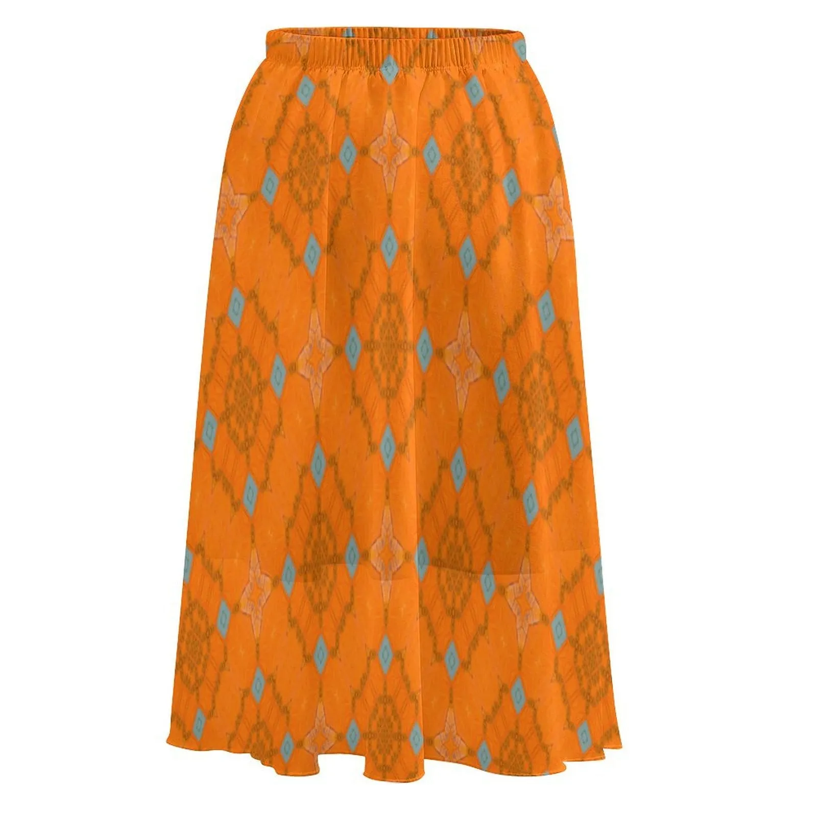 Layered Chiffon Skirt Orange and Blue Butterfly