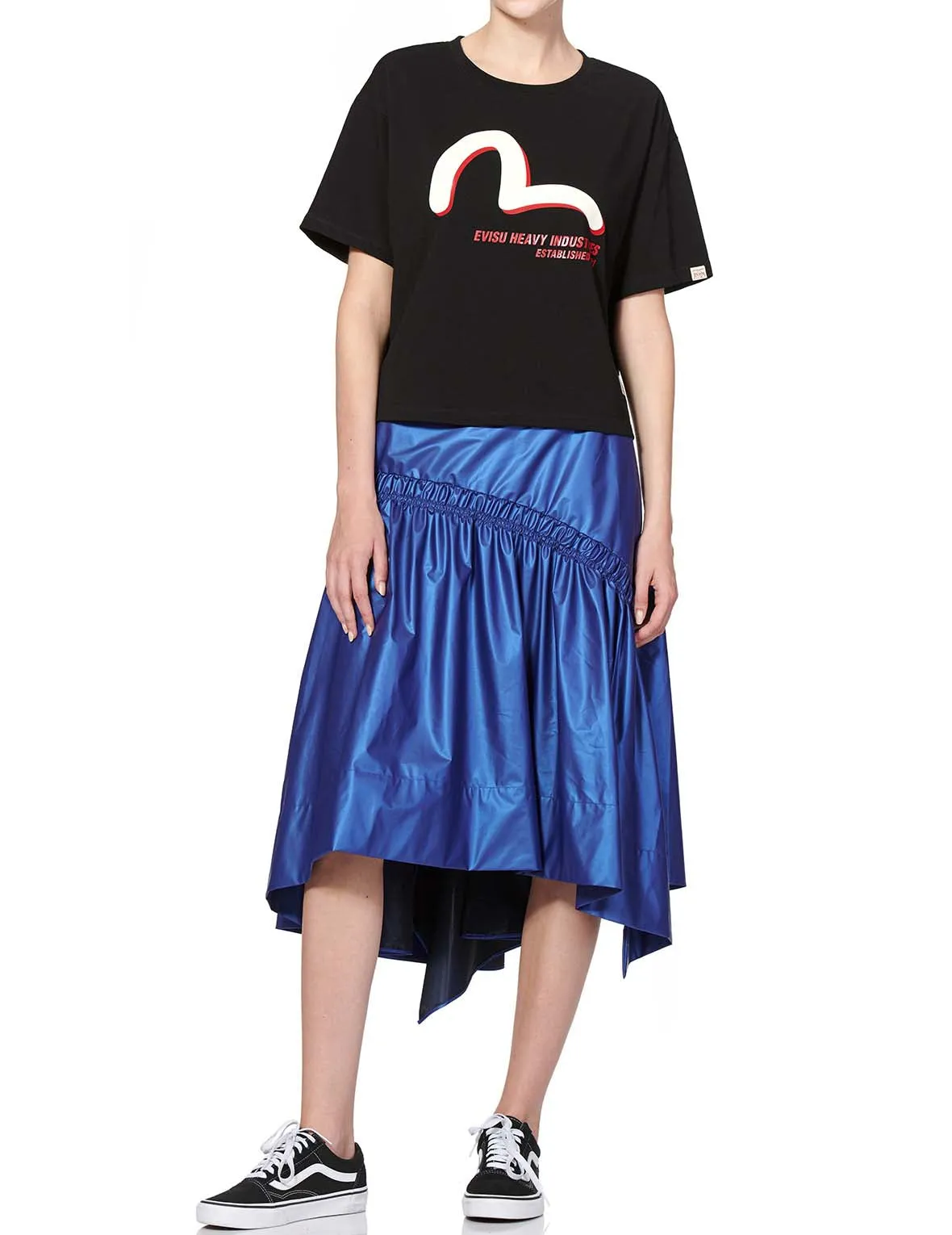 Layered Skirt with Logo and Seagull Print