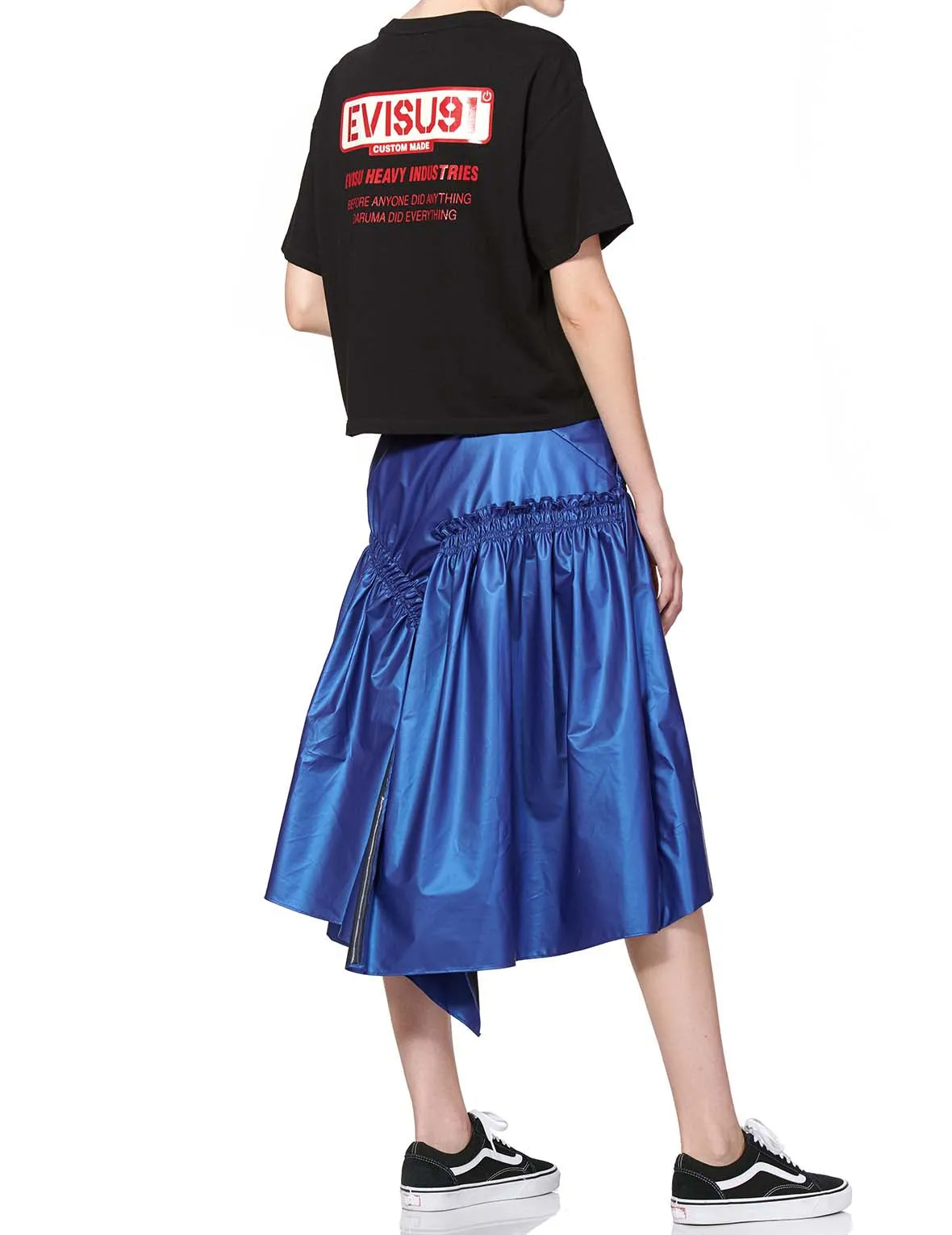 Layered Skirt with Logo and Seagull Print