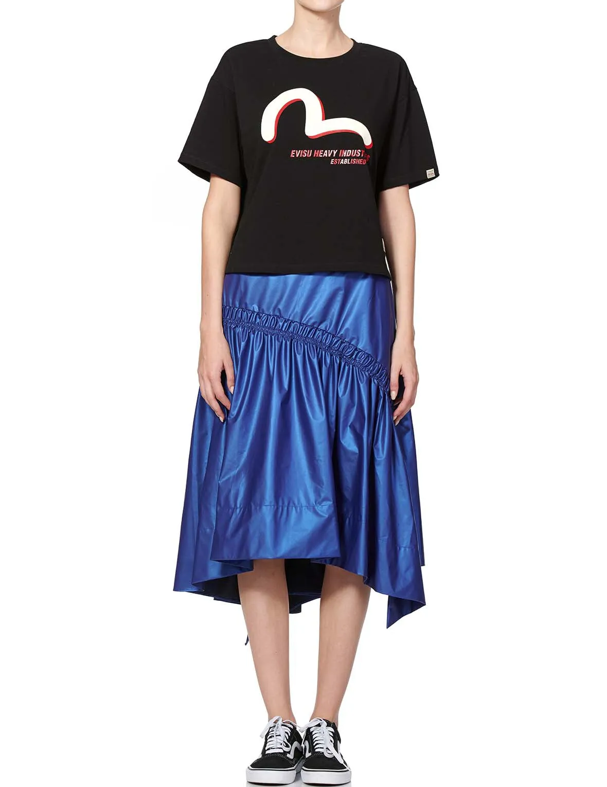Layered Skirt with Logo and Seagull Print