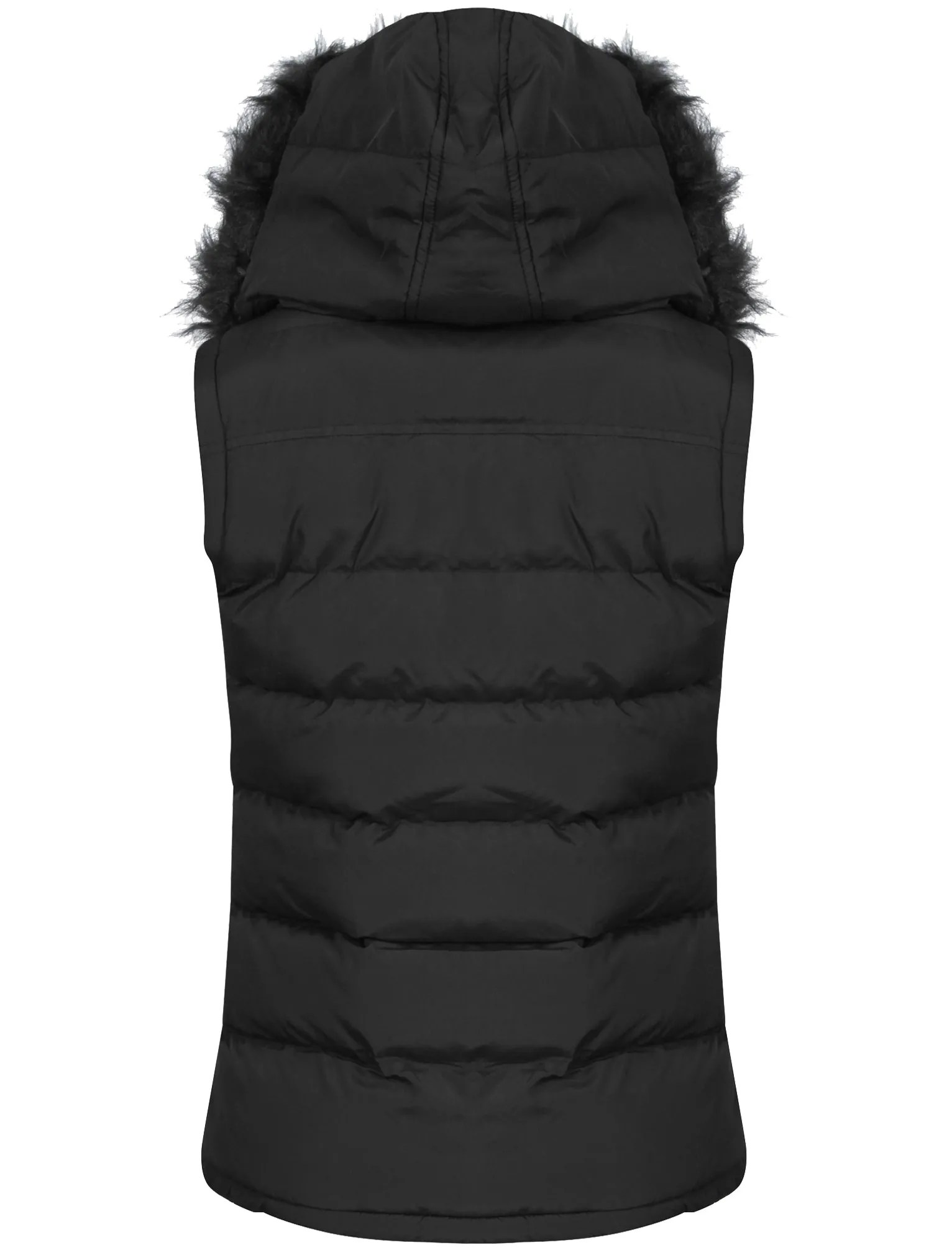 Liberty Fur Trim Hood Padded Gilet In Black - Tokyo Laundry