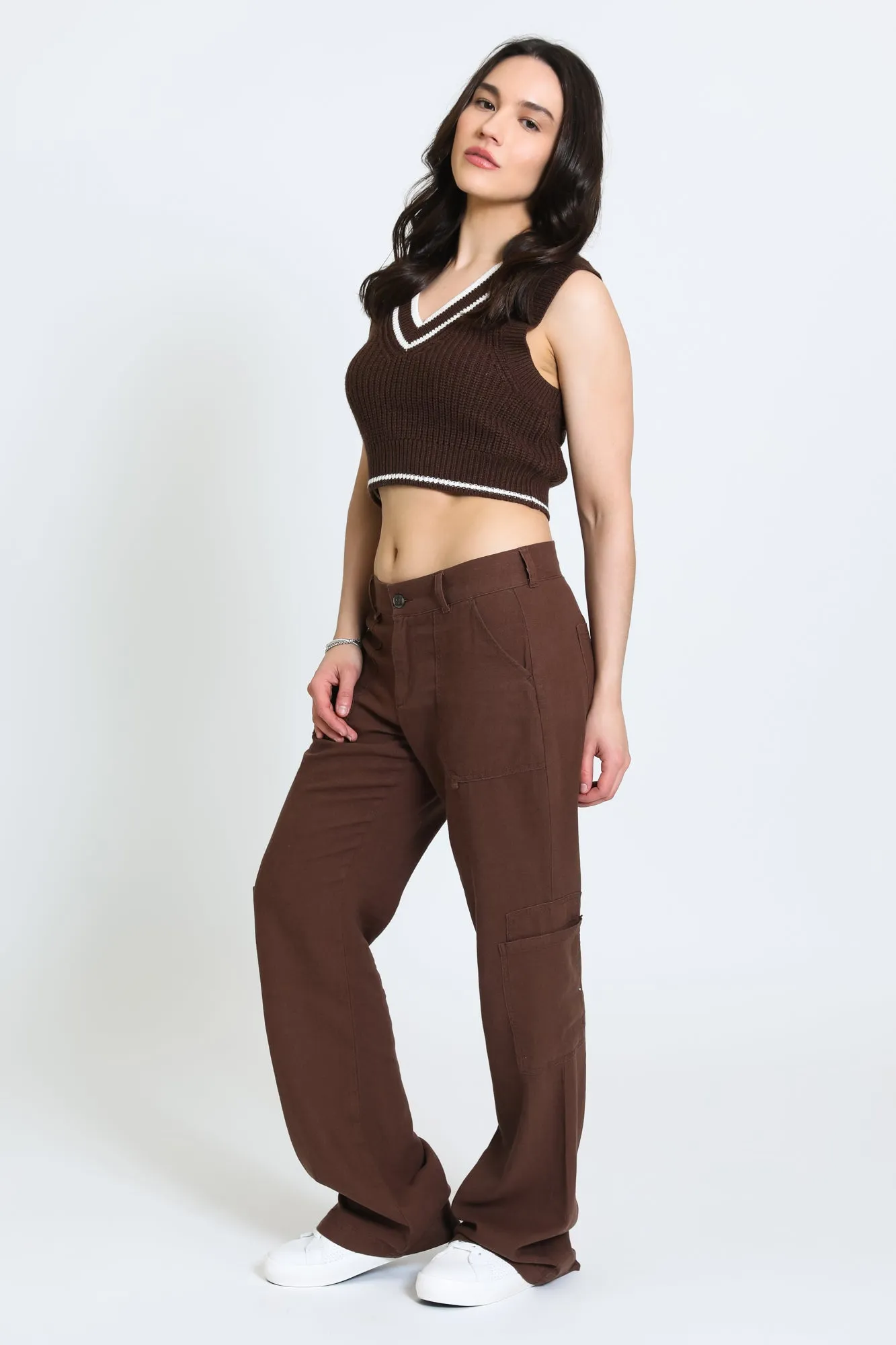 LINEN PANT W/ PORKCHOP POCKETS - MEDWOOD BROWN