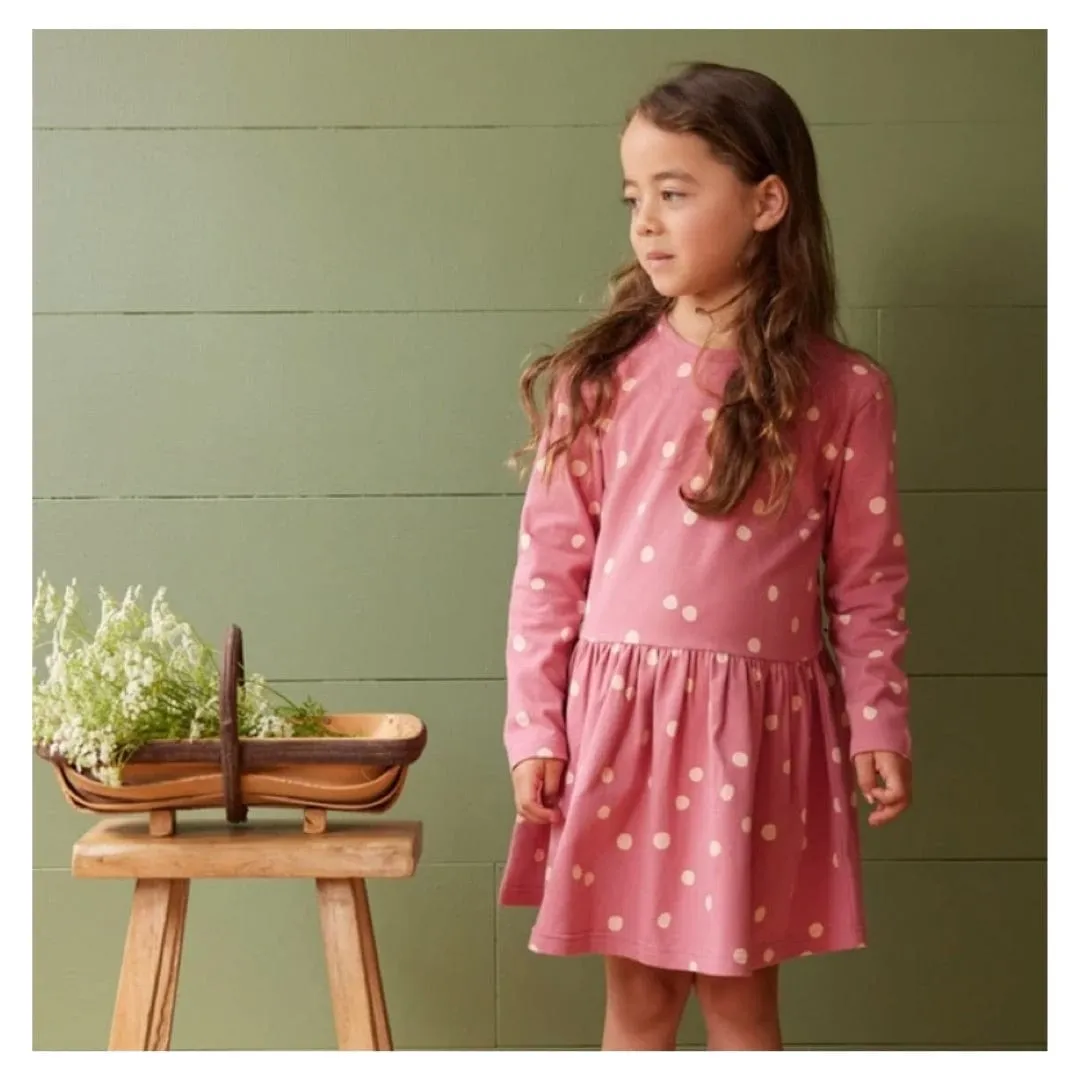Long Sleeve Twirl Dress - Speckle Raspberry