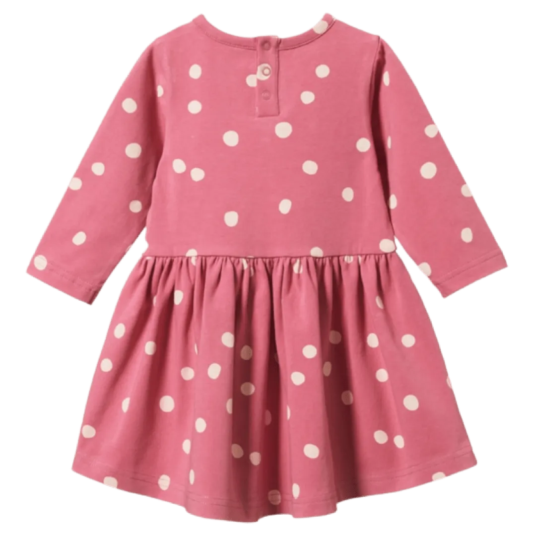 Long Sleeve Twirl Dress - Speckle Raspberry
