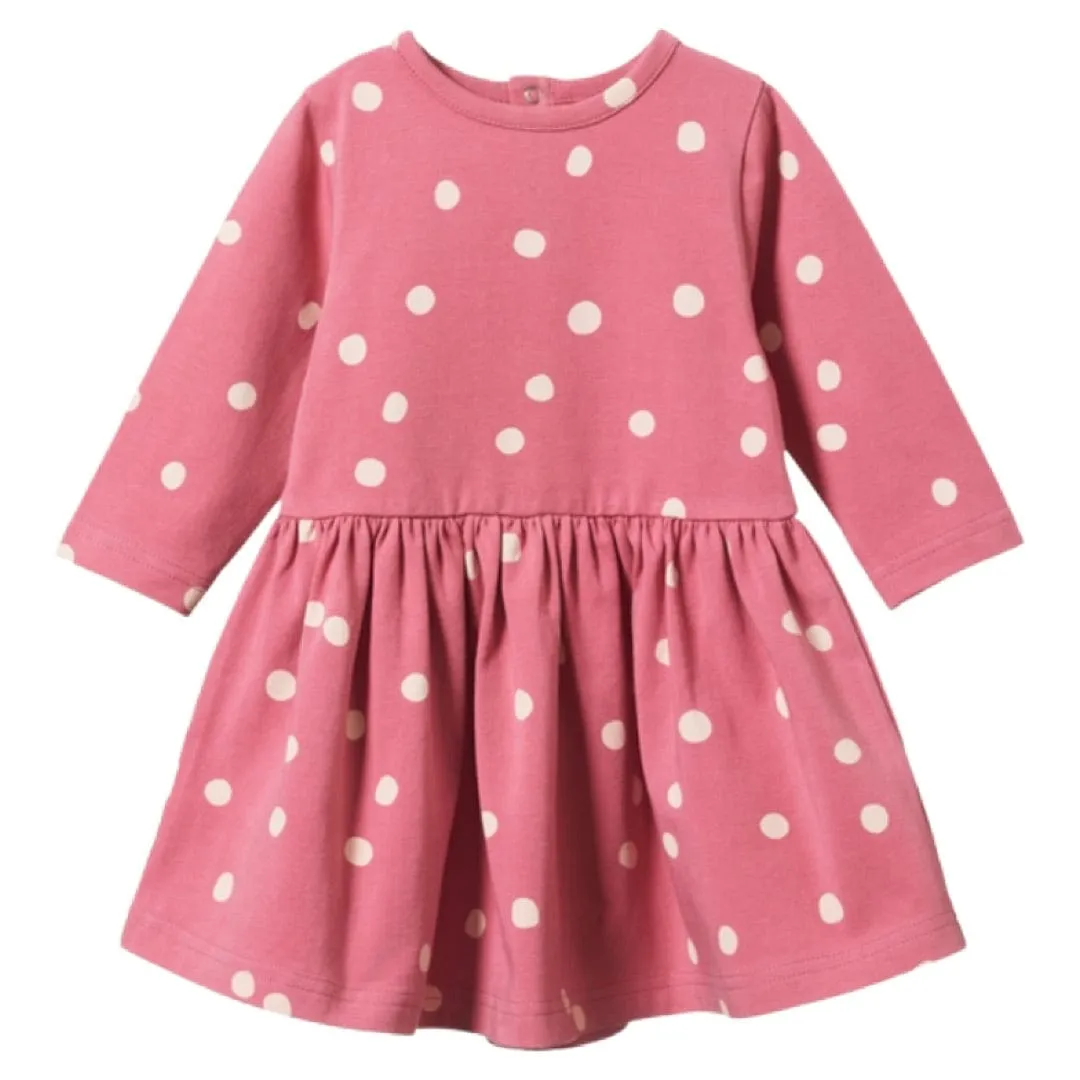 Long Sleeve Twirl Dress - Speckle Raspberry