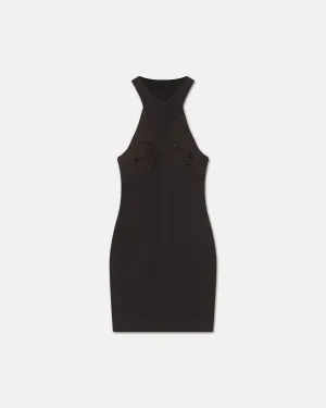 Maecy - Crocheted Ribbed-Knit Mini Dress - Dark Oak