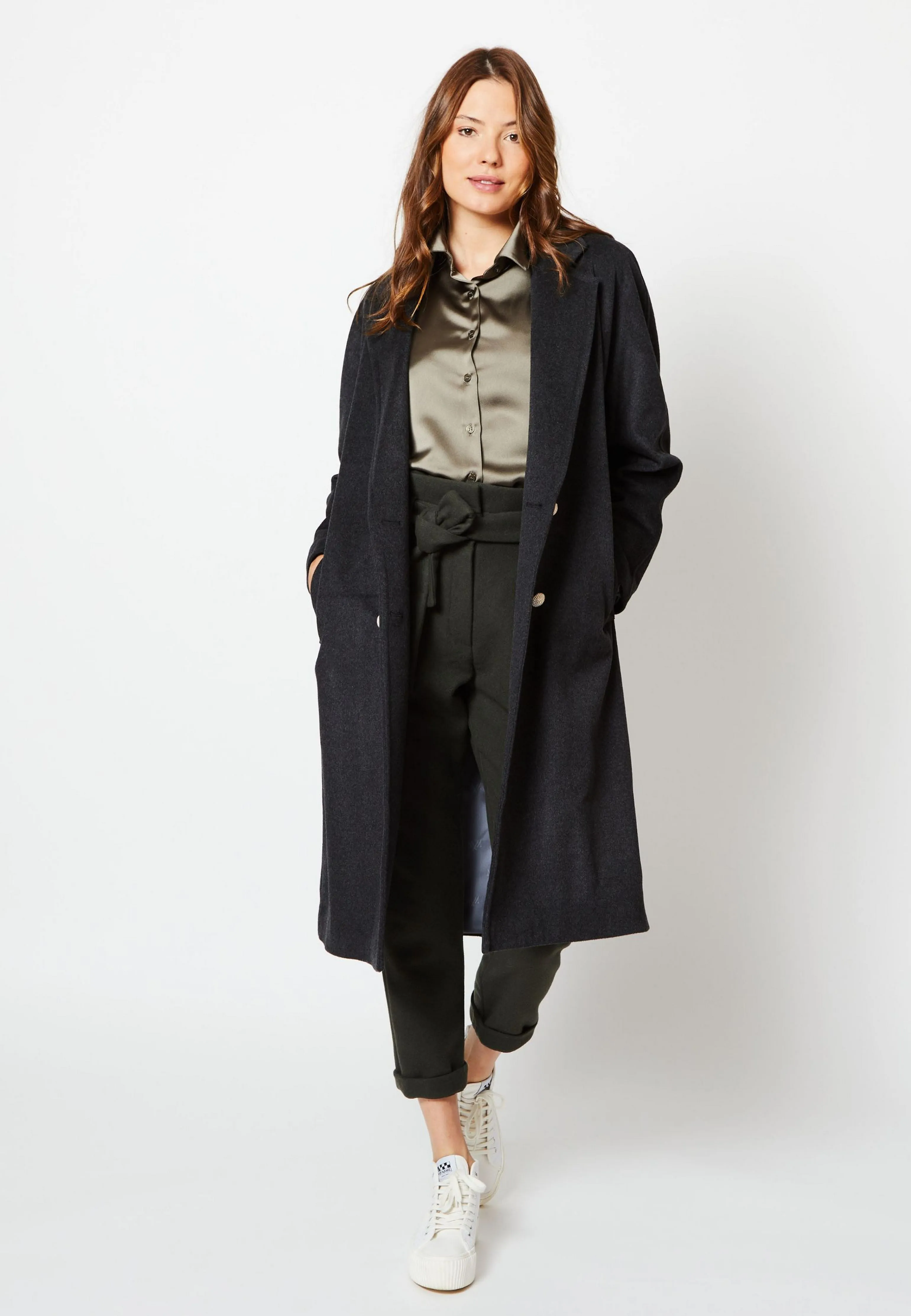 MANTEAU PAULA LAINE CACHEMIRE UPCYCLÉE GRIS