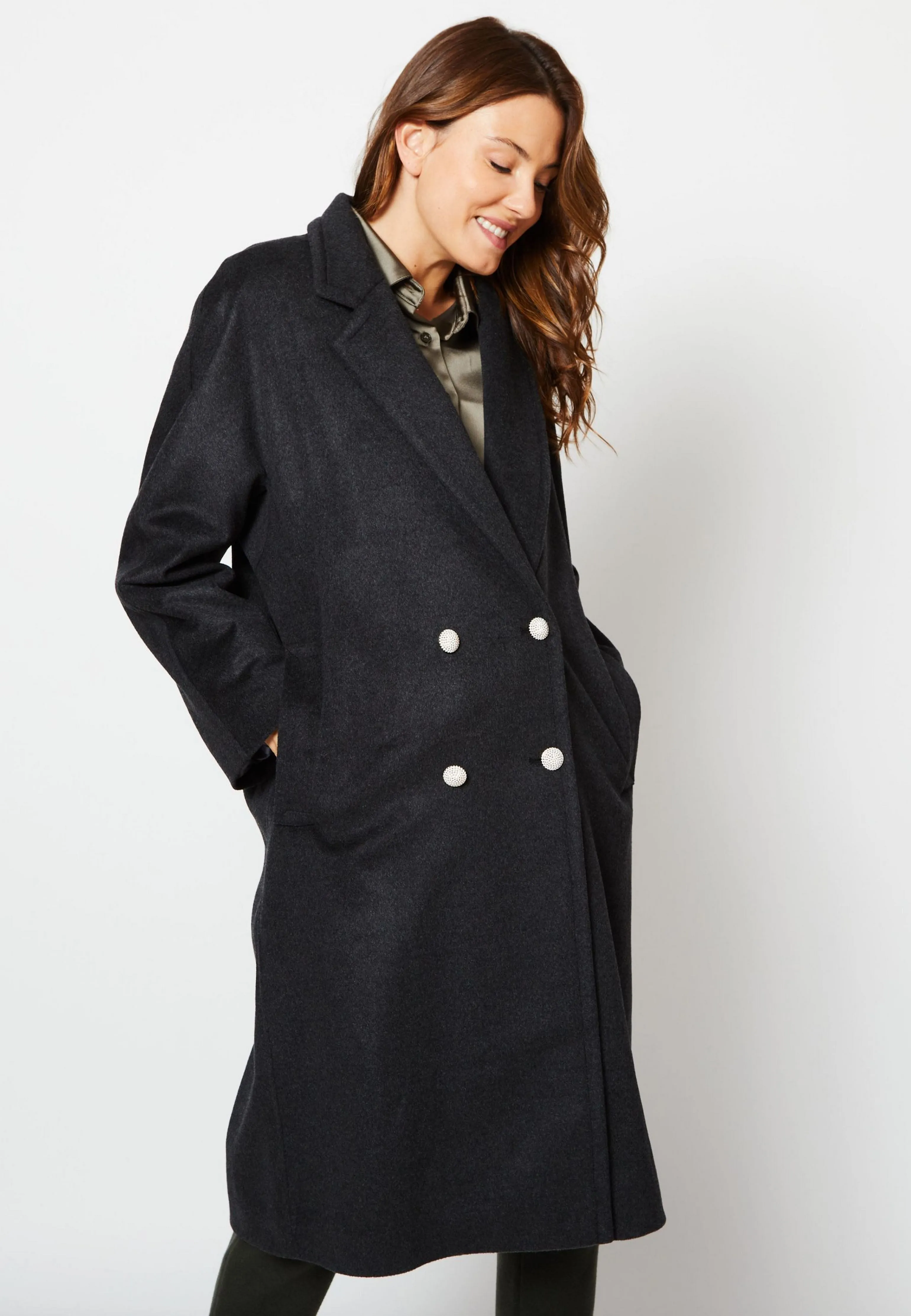MANTEAU PAULA LAINE CACHEMIRE UPCYCLÉE GRIS