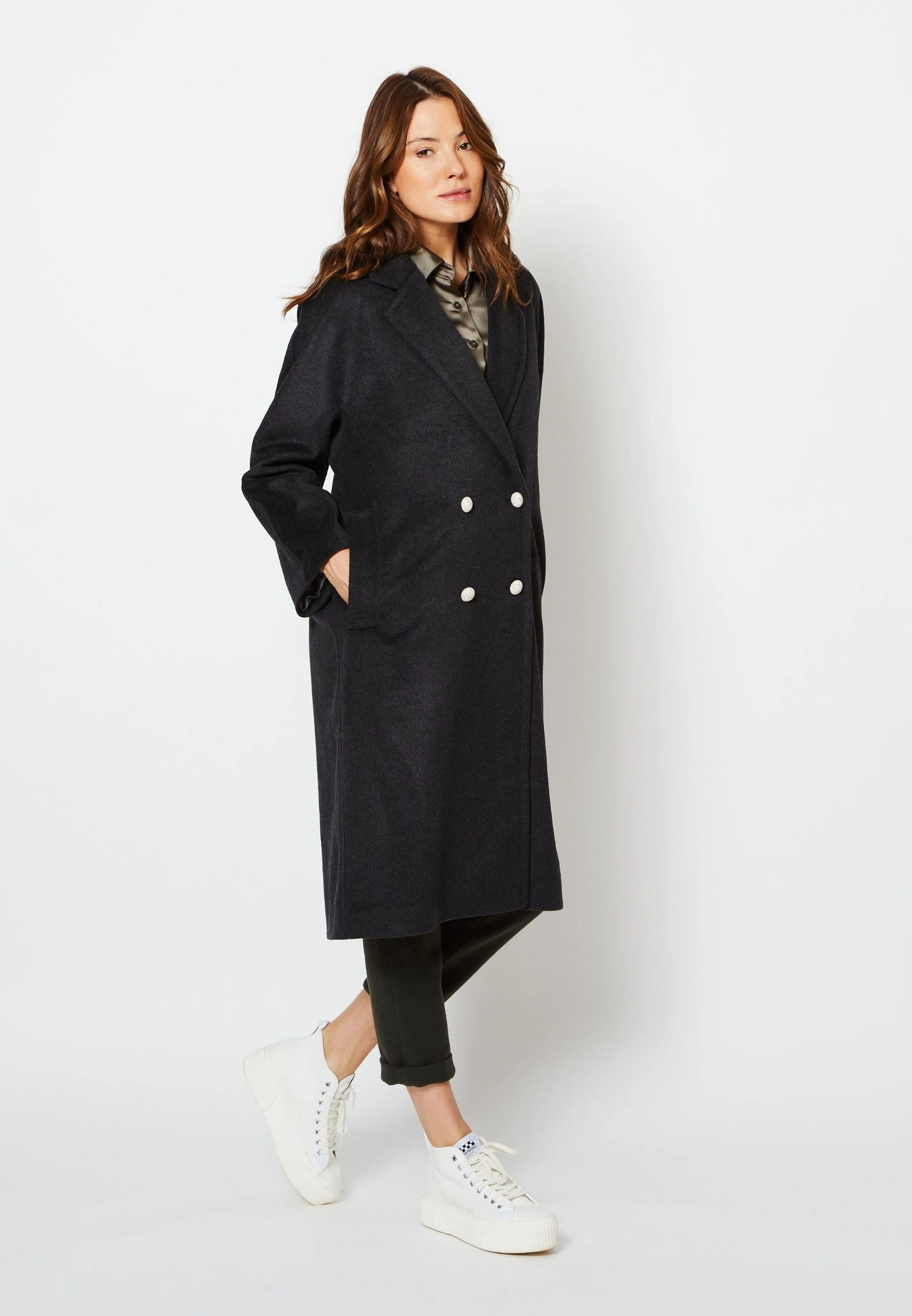 MANTEAU PAULA LAINE CACHEMIRE UPCYCLÉE GRIS