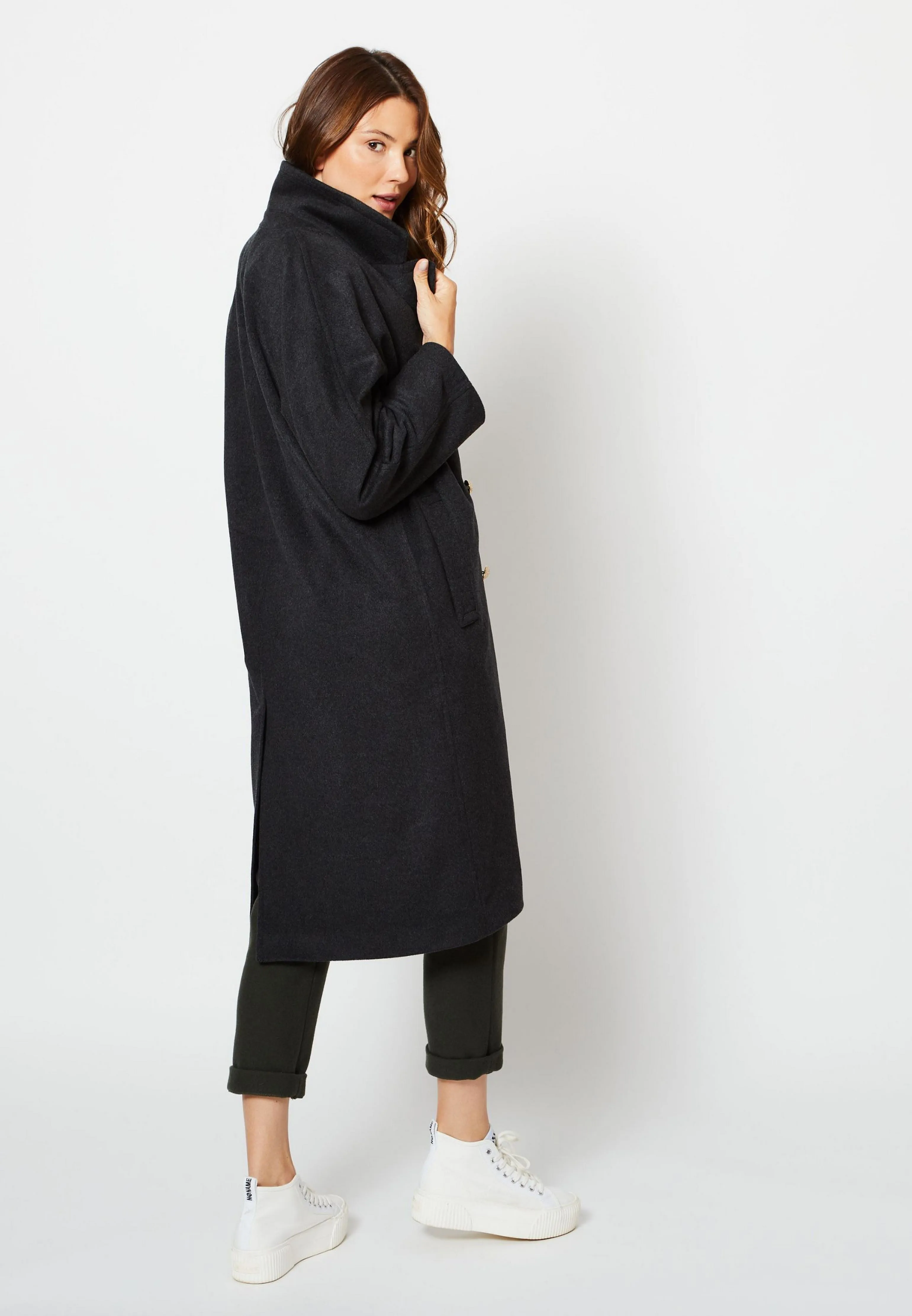 MANTEAU PAULA LAINE CACHEMIRE UPCYCLÉE GRIS