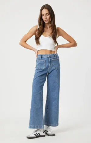 Mavi Palmona Marine Wide Leg Mid Brushed Flex Blue