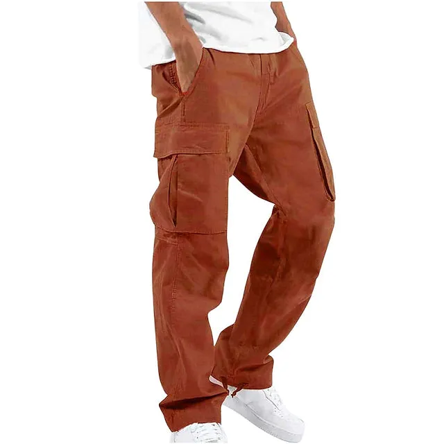 Men's Cargo Pants Trousers Drawstring Elastic Waist Multi Pocket