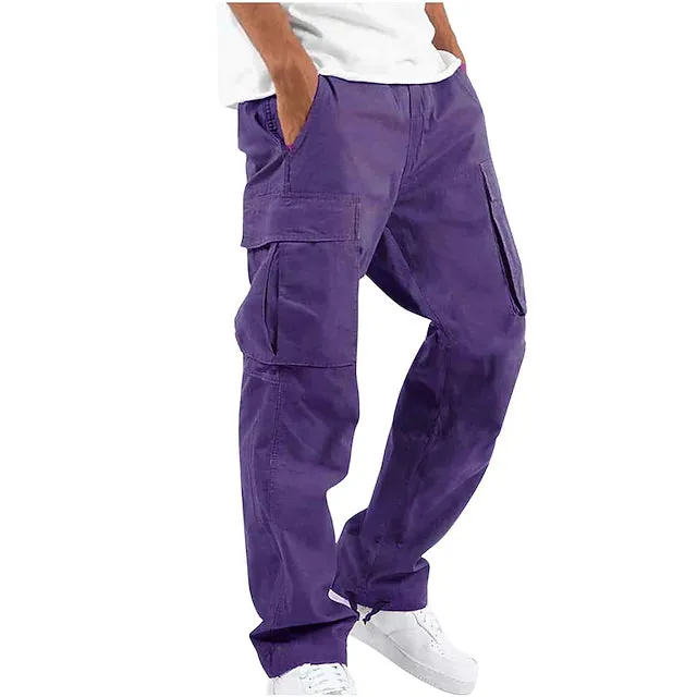 Men's Cargo Pants Trousers Drawstring Elastic Waist Multi Pocket