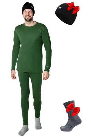 Men's Olive Set   Black Beanie