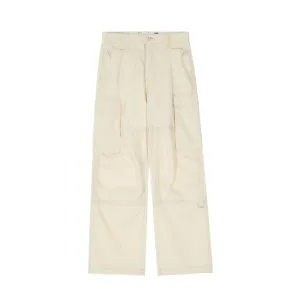 Men's Solid Color Multi-Pocket Cargo Pants - Street Punk Loose Wide Leg Cropped