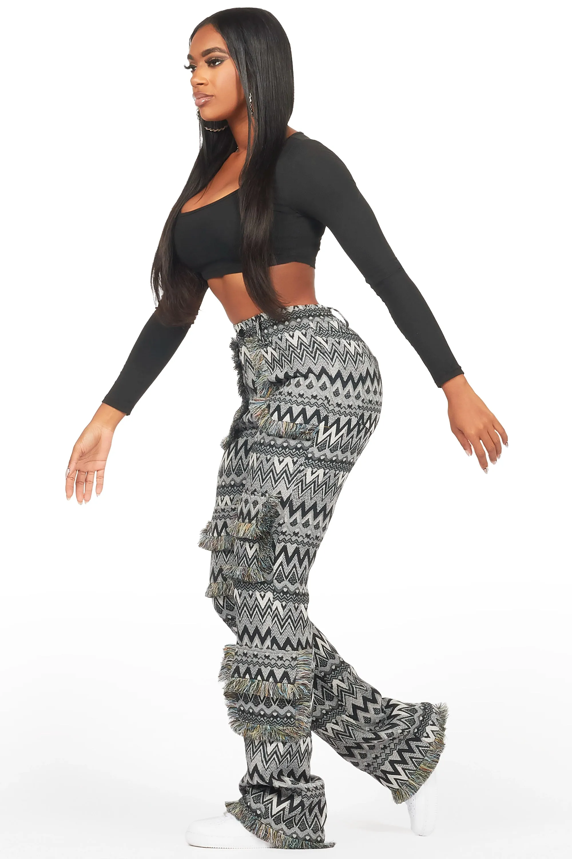 Mikaia Black Tapestry Stacked Pant