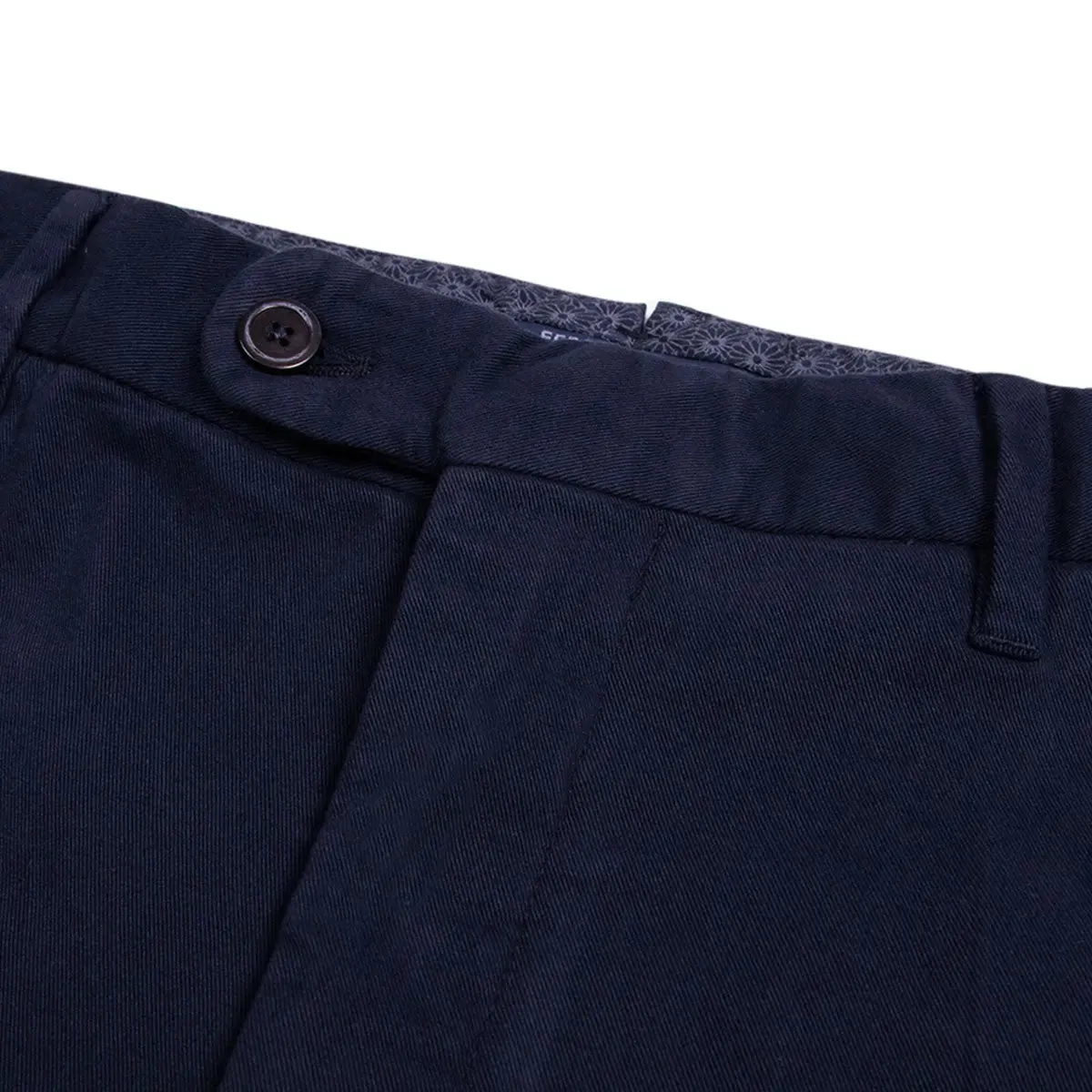 Navy 'Boston' Cashmere & Cotton Tailored Twill Chinos