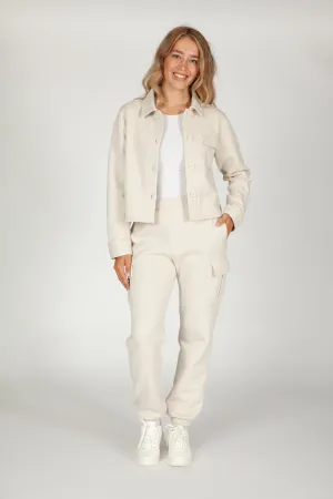Nova Cargo Jogger and Jenni Overshirt Fleece set in Bone
