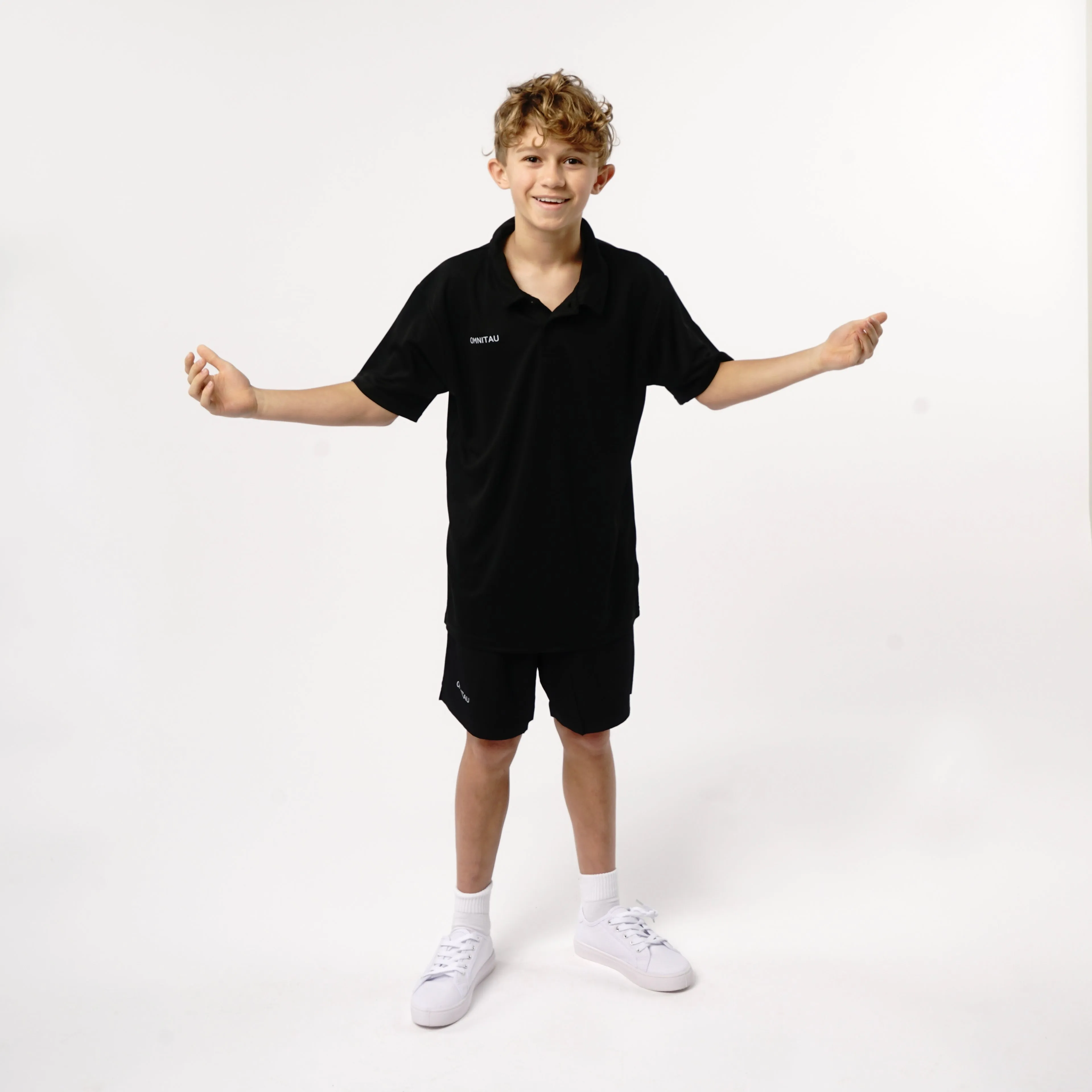 Omnitau Kid's Team Sports Breathable Technical Polo - Black