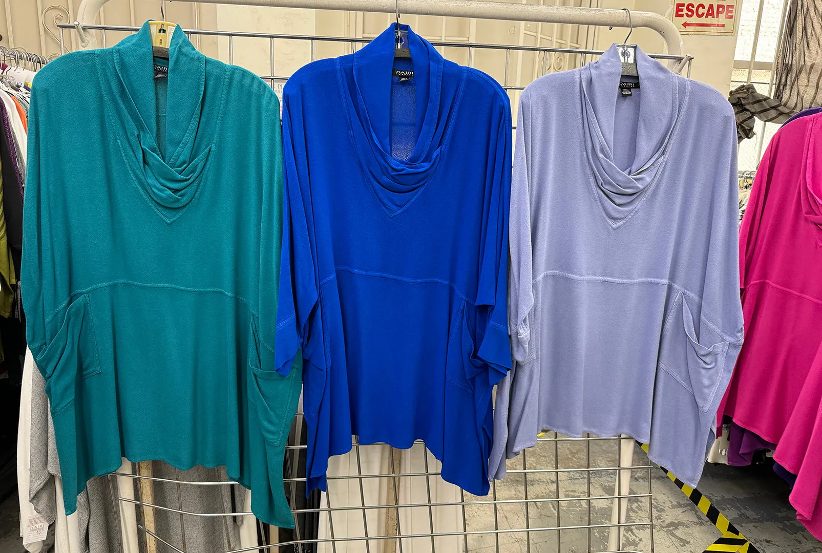 One In-stock Electric Blue Cowl Dairi Fashions Nobi Pocket Tunic Top Plus Boho Sml-7x
