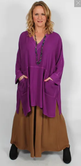 One In-stock Electric Blue Cowl Dairi Fashions Nobi Pocket Tunic Top Plus Boho Sml-7x