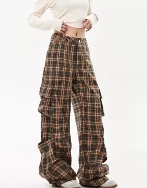Oversized Pocket Plaid Cargo Pants