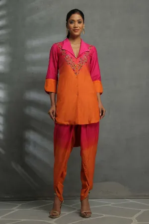 Pink Ombre Embellished Tunic & Pant Set