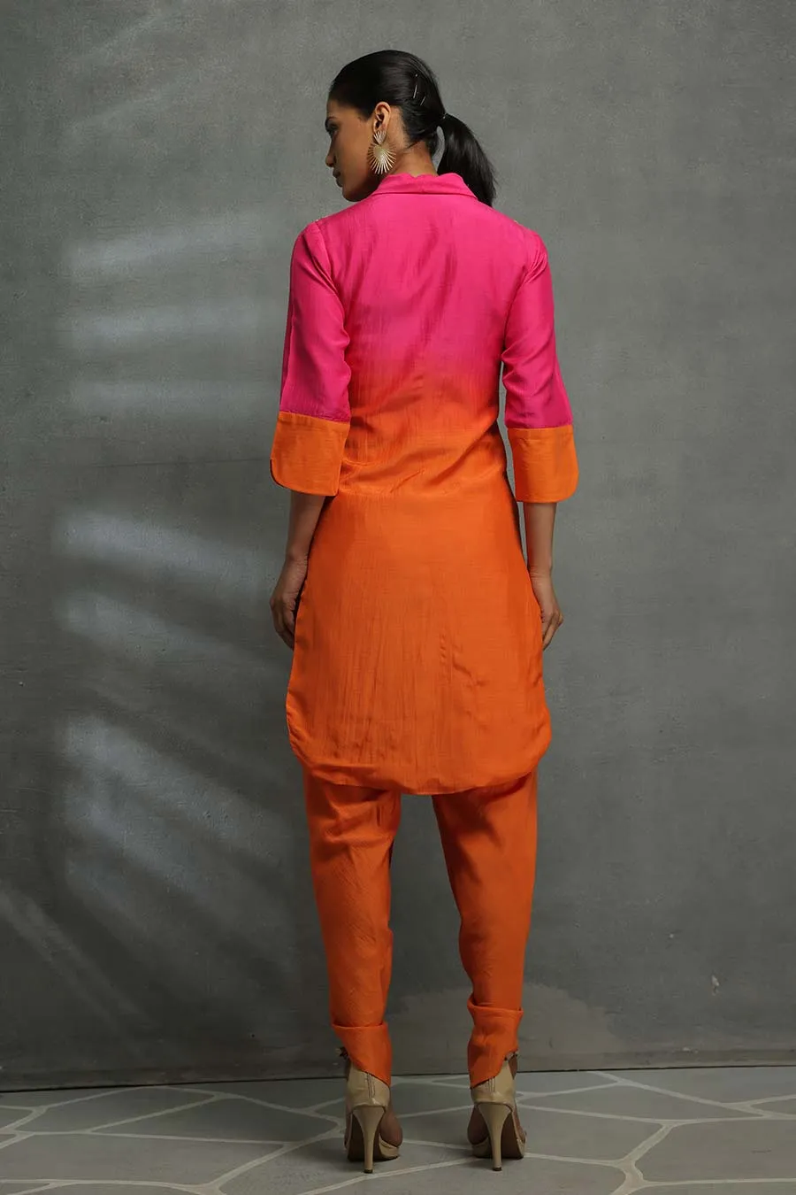 Pink Ombre Embellished Tunic & Pant Set
