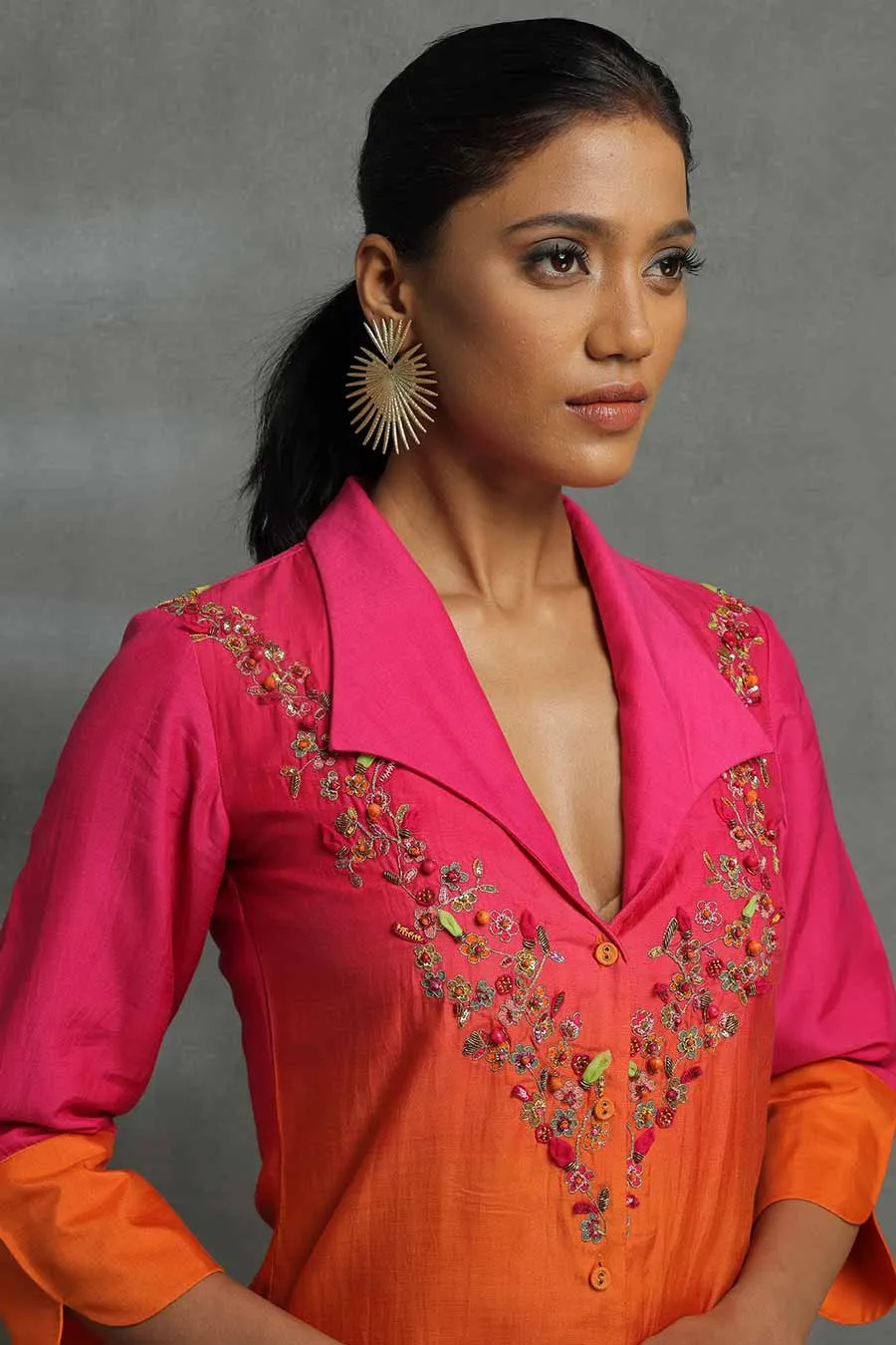 Pink Ombre Embellished Tunic & Pant Set