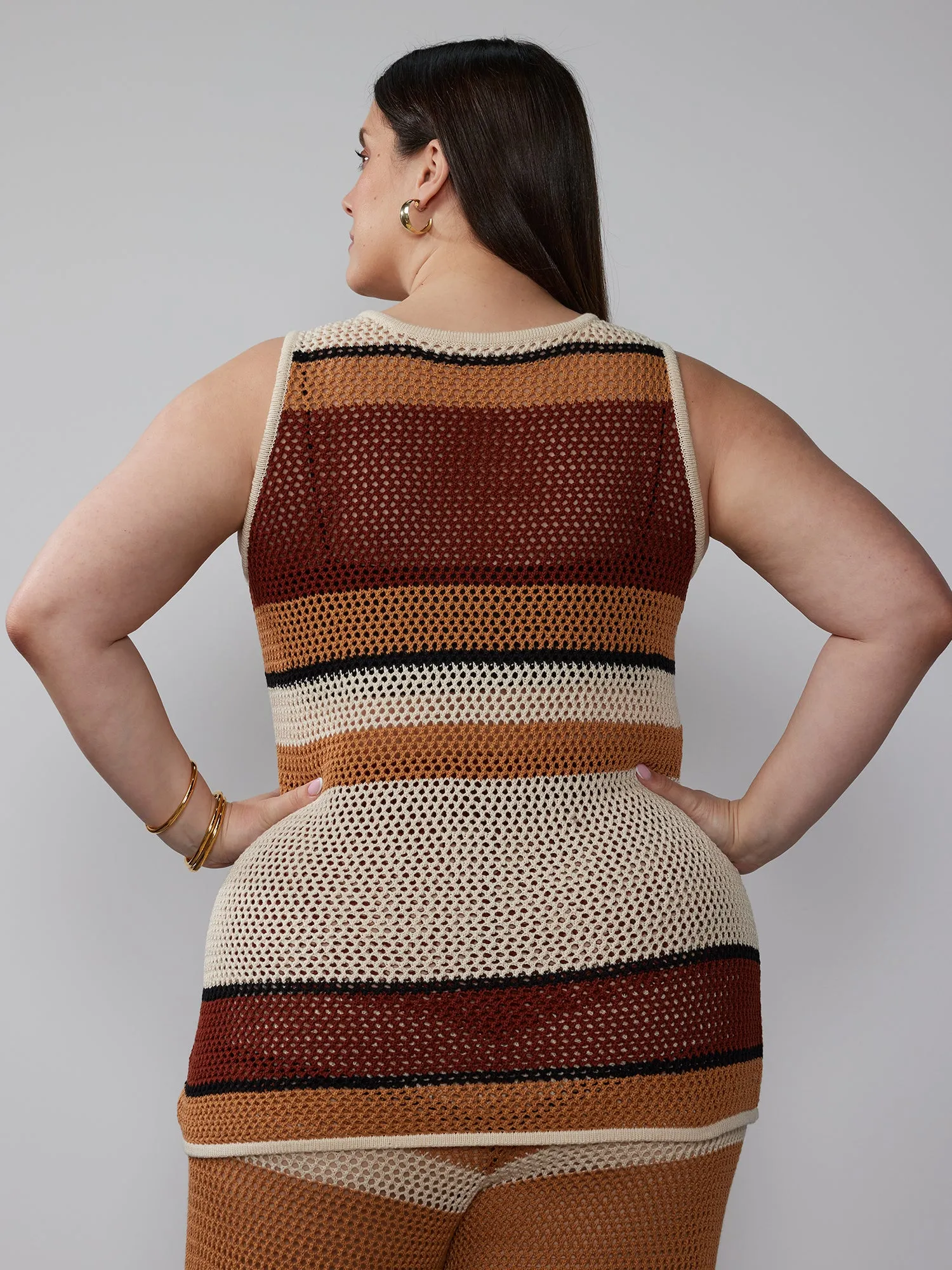 Plus Open Stitch Stripe Sweater Tunic