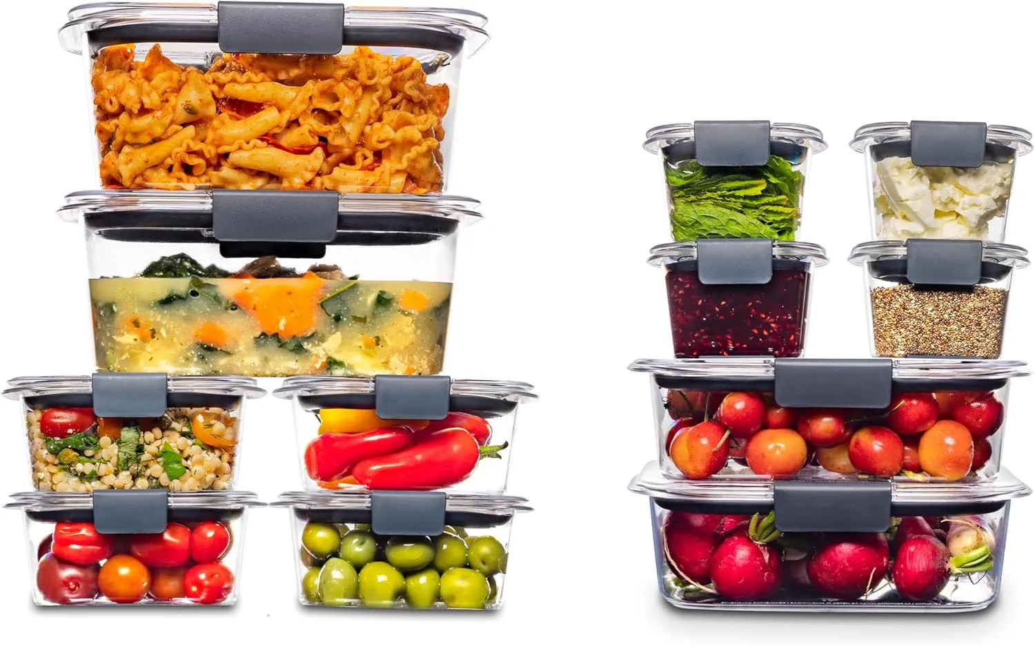 Rubbermaid Brilliance Food Storage Containers, BPA Free, Airtight Lids, Ideal for Lunch, Meal Prep & Leftovers, Set of 5 (3.2 Cup)