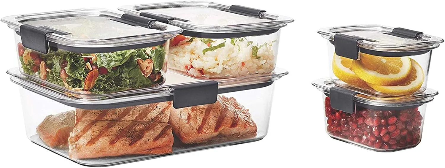 Rubbermaid Brilliance Food Storage Containers, BPA Free, Airtight Lids, Ideal for Lunch, Meal Prep & Leftovers, Set of 5 (3.2 Cup)