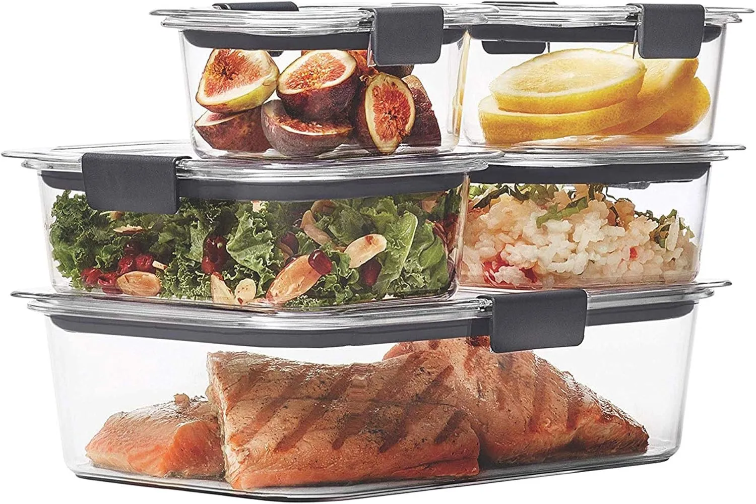 Rubbermaid Brilliance Food Storage Containers, BPA Free, Airtight Lids, Ideal for Lunch, Meal Prep & Leftovers, Set of 5 (3.2 Cup)