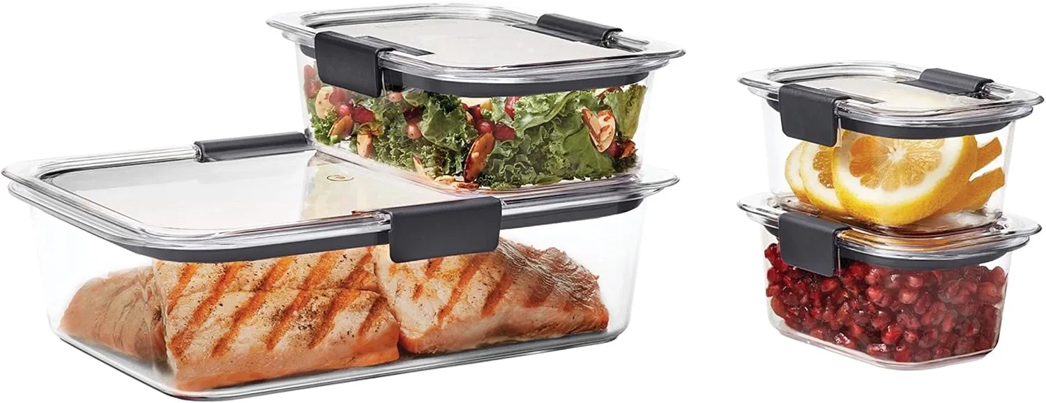 Rubbermaid Brilliance Food Storage Containers, BPA Free, Airtight Lids, Ideal for Lunch, Meal Prep & Leftovers, Set of 5 (3.2 Cup)