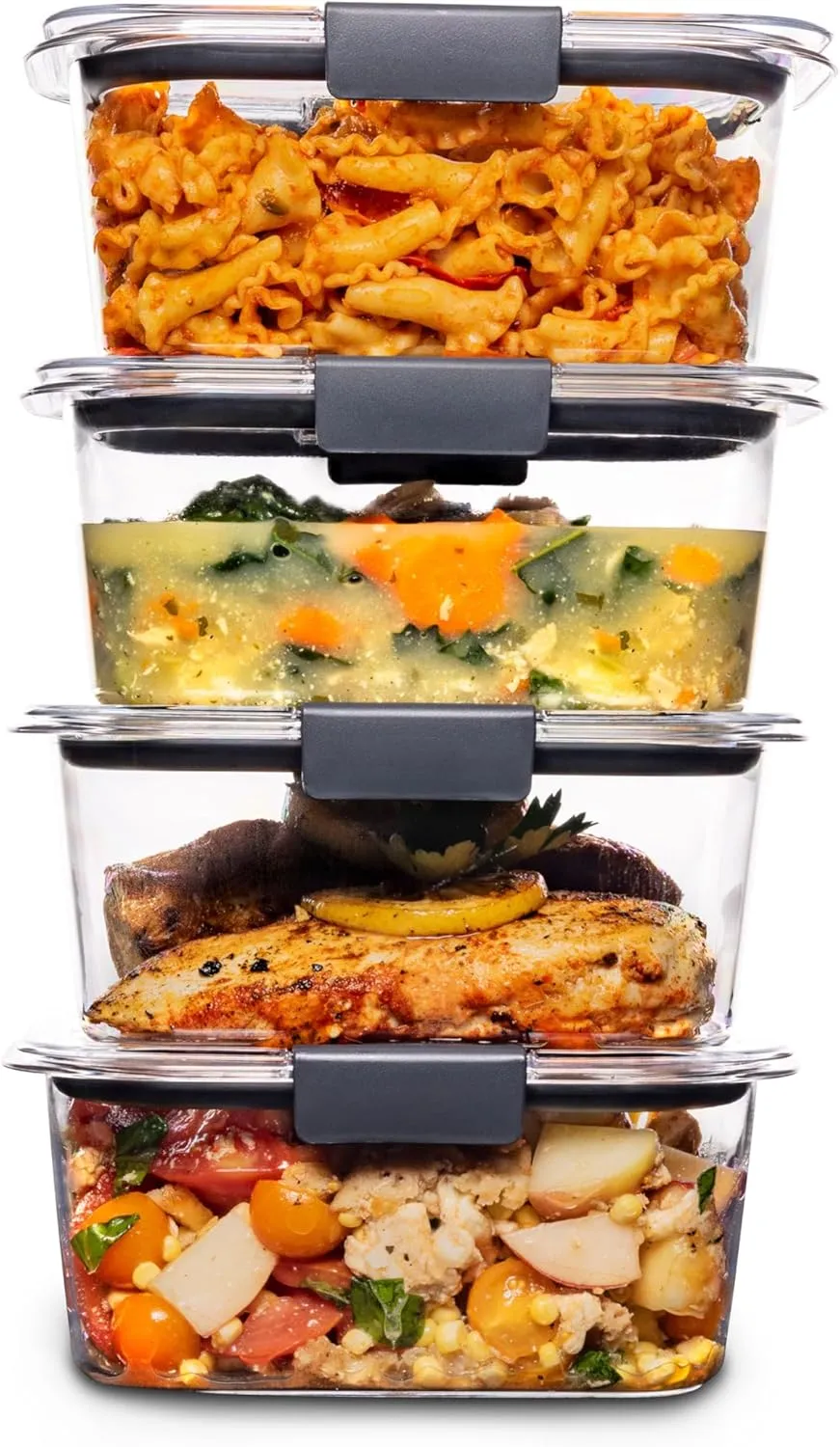 Rubbermaid Brilliance Food Storage Containers, BPA Free, Airtight Lids, Ideal for Lunch, Meal Prep & Leftovers, Set of 5 (3.2 Cup)