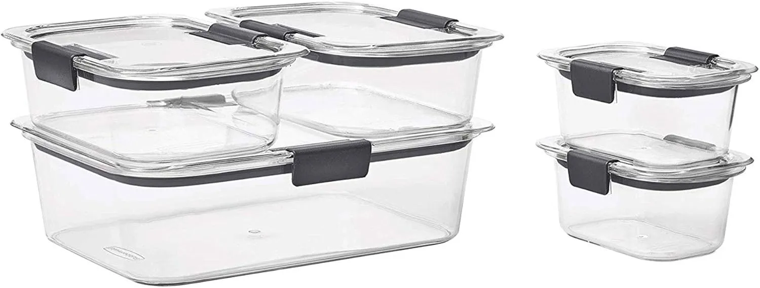 Rubbermaid Brilliance Food Storage Containers, BPA Free, Airtight Lids, Ideal for Lunch, Meal Prep & Leftovers, Set of 5 (3.2 Cup)