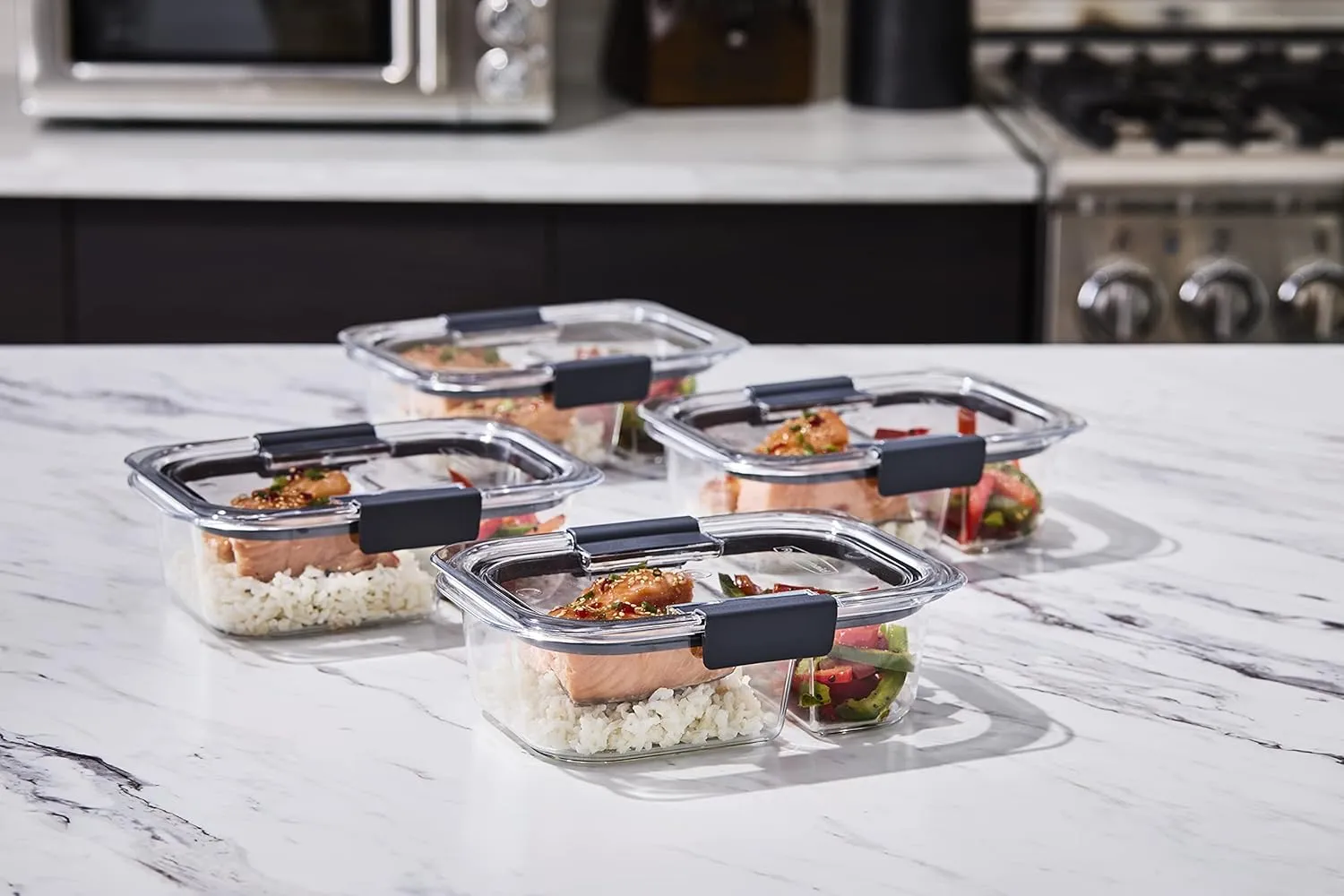 Rubbermaid Brilliance Food Storage Containers, BPA Free, Airtight Lids, Ideal for Lunch, Meal Prep & Leftovers, Set of 5 (3.2 Cup)