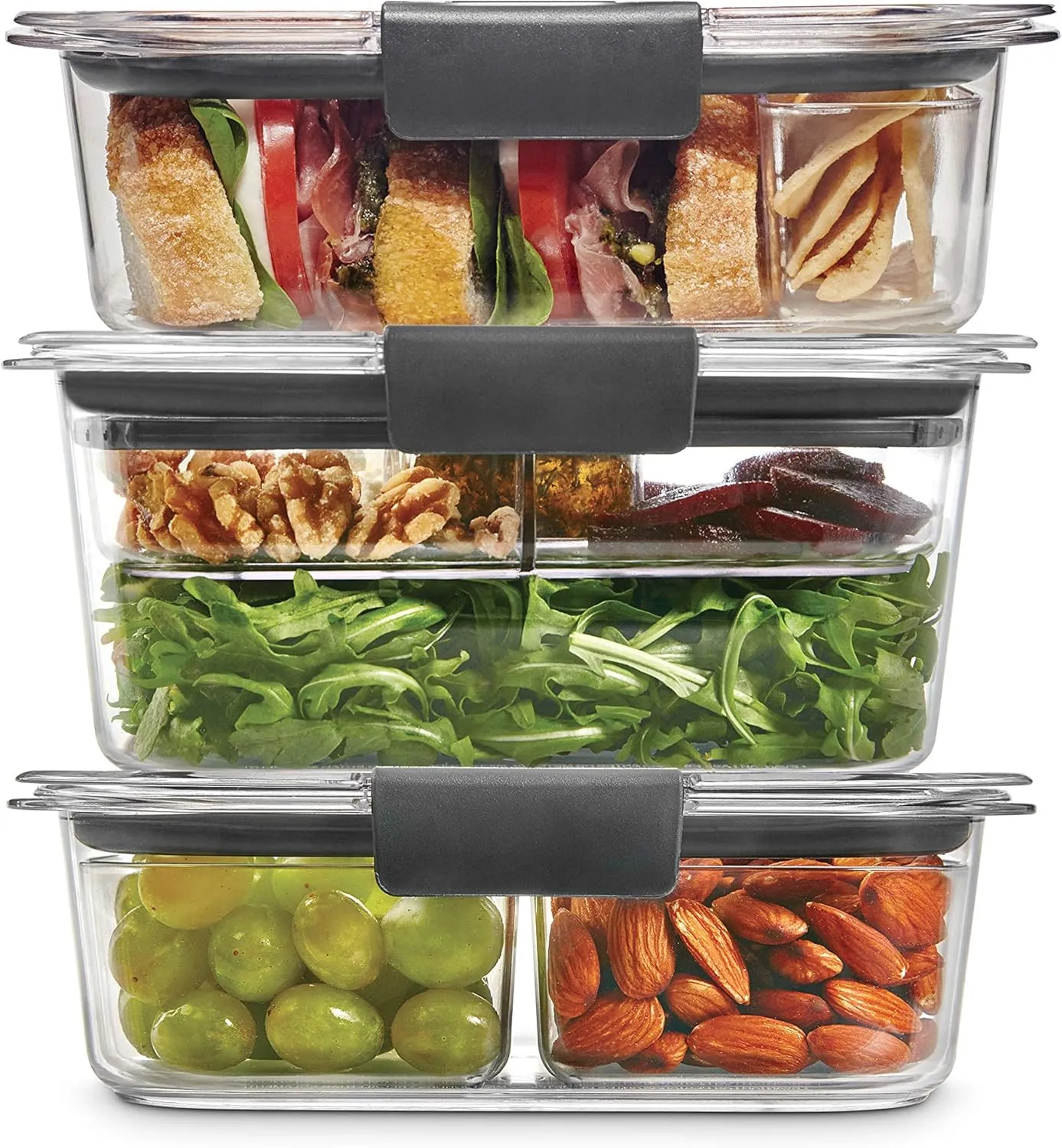 Rubbermaid Brilliance Food Storage Containers, BPA Free, Airtight Lids, Ideal for Lunch, Meal Prep & Leftovers, Set of 5 (3.2 Cup)