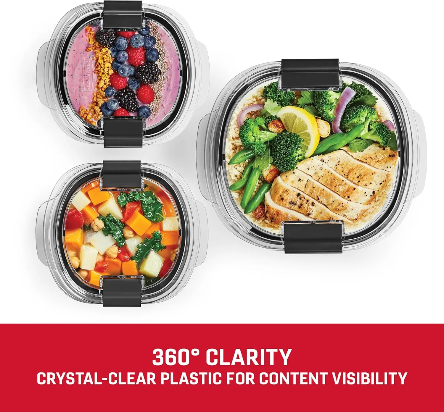 Rubbermaid Brilliance Food Storage Containers, BPA Free, Airtight Lids, Ideal for Lunch, Meal Prep & Leftovers, Set of 5 (3.2 Cup)