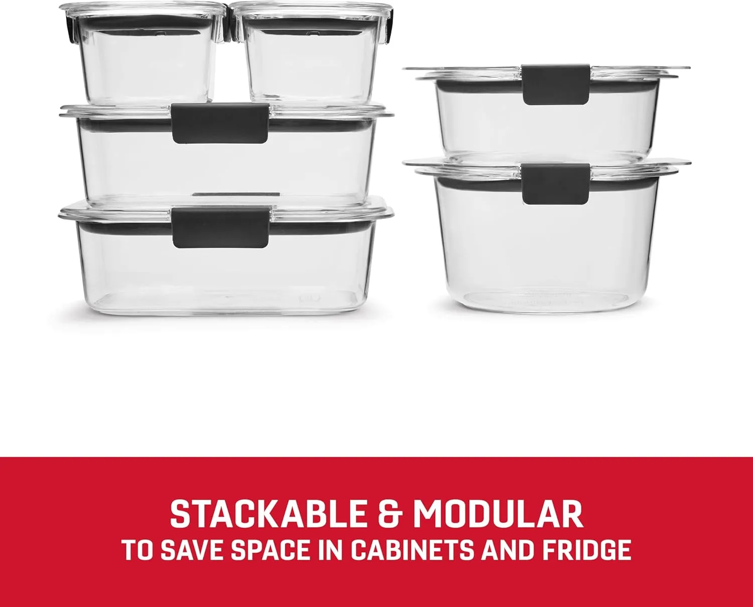 Rubbermaid Brilliance Food Storage Containers, BPA Free, Airtight Lids, Ideal for Lunch, Meal Prep & Leftovers, Set of 5 (3.2 Cup)