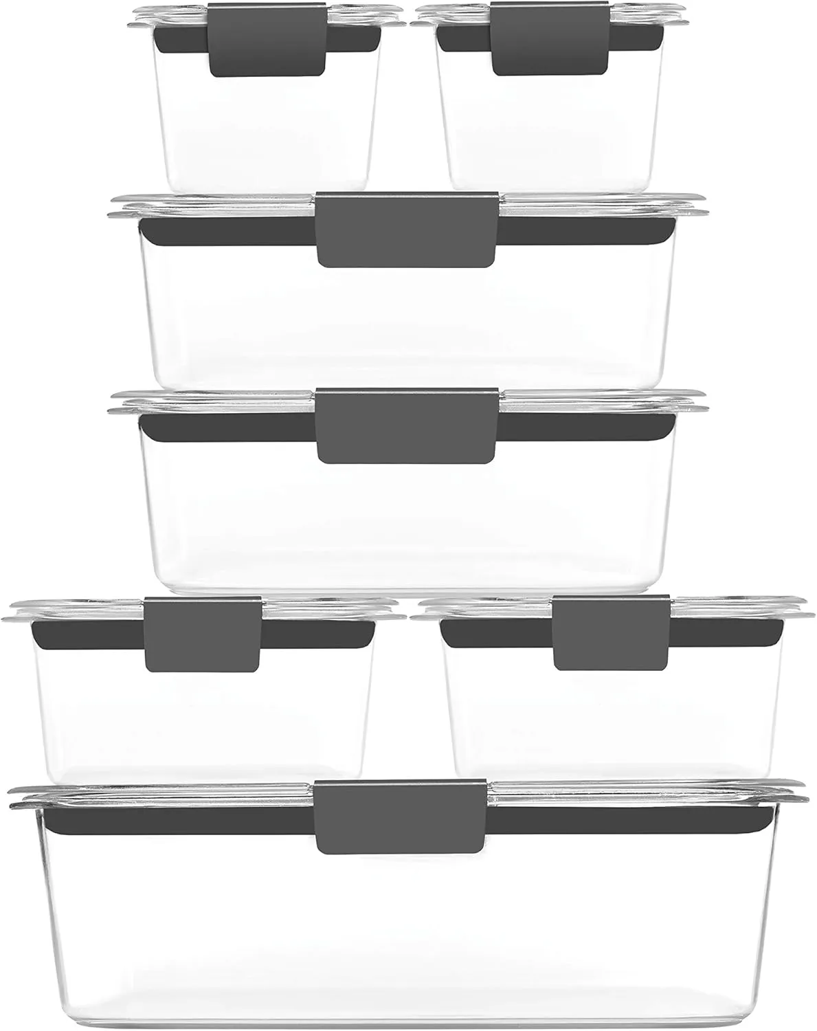 Rubbermaid Brilliance Food Storage Containers, BPA Free, Airtight Lids, Ideal for Lunch, Meal Prep & Leftovers, Set of 5 (3.2 Cup)