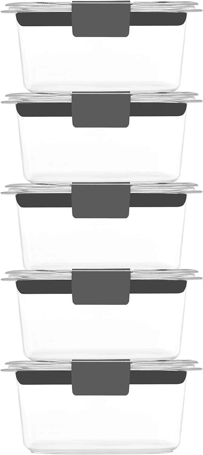 Rubbermaid Brilliance Food Storage Containers, BPA Free, Airtight Lids, Ideal for Lunch, Meal Prep & Leftovers, Set of 5 (3.2 Cup)
