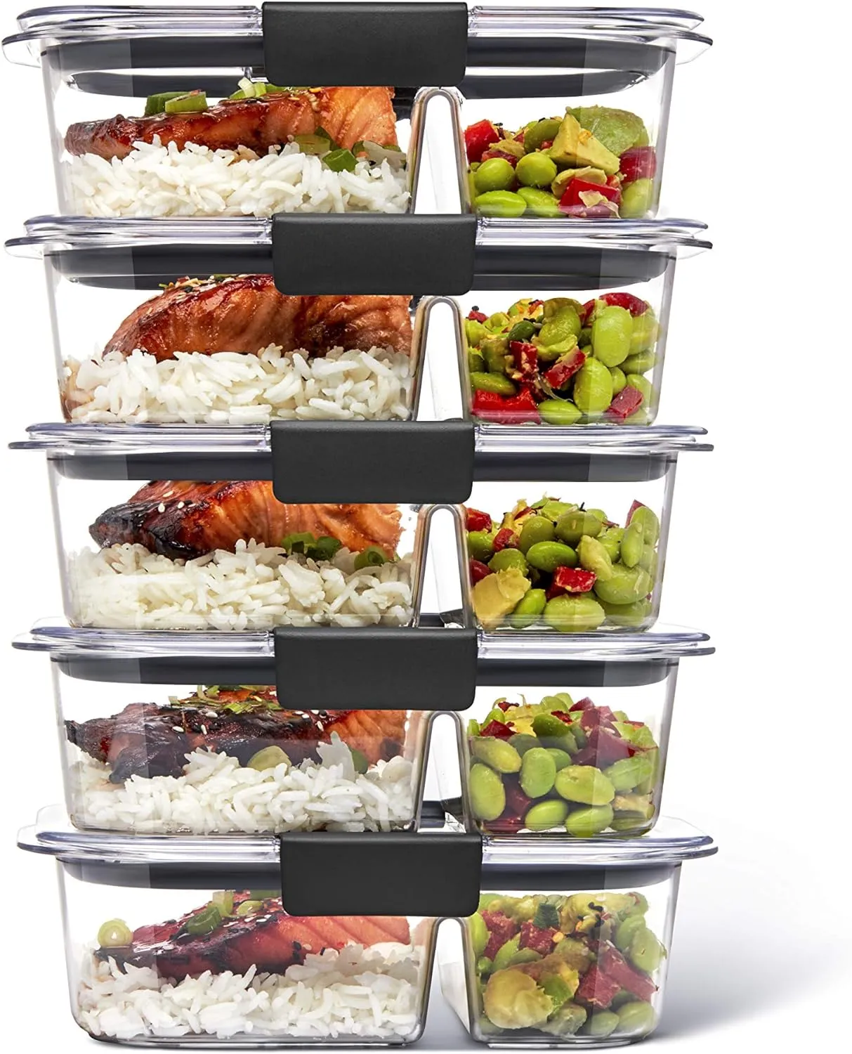 Rubbermaid Brilliance Food Storage Containers, BPA Free, Airtight Lids, Ideal for Lunch, Meal Prep & Leftovers, Set of 5 (3.2 Cup)