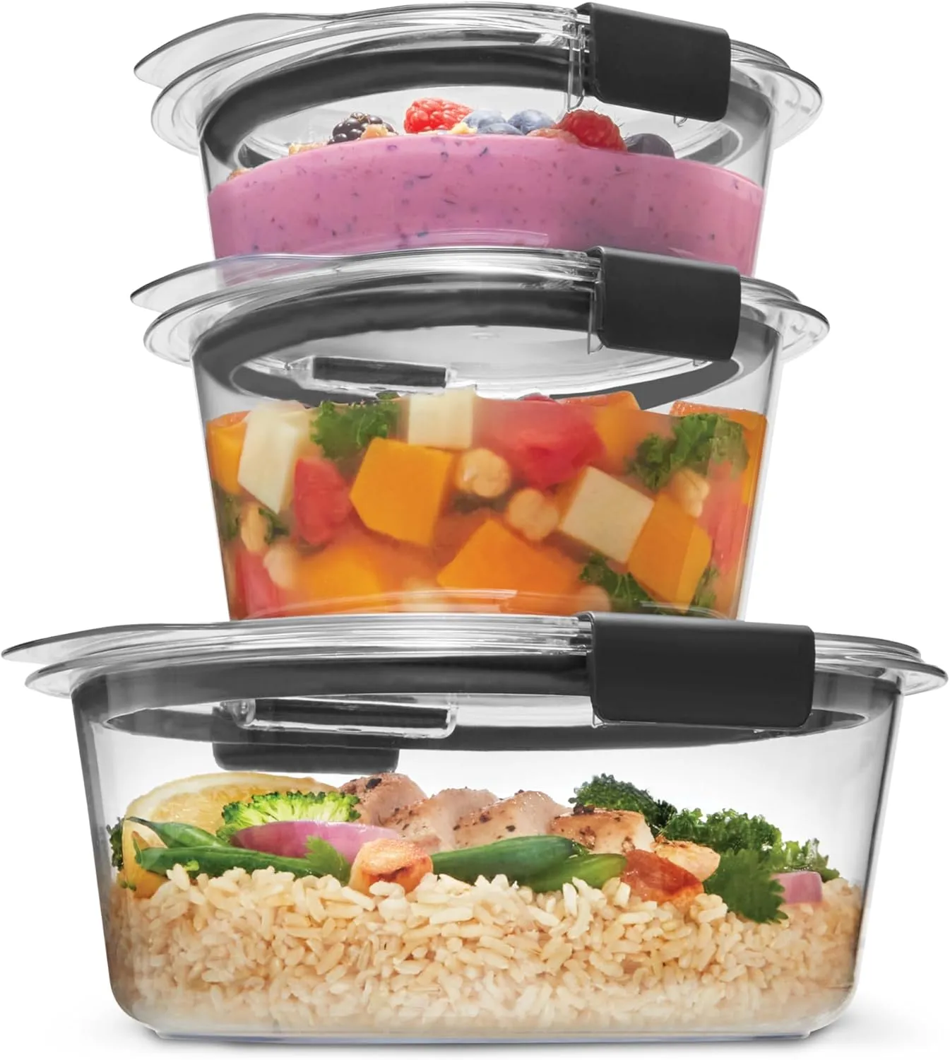 Rubbermaid Brilliance Food Storage Containers, BPA Free, Airtight Lids, Ideal for Lunch, Meal Prep & Leftovers, Set of 5 (3.2 Cup)