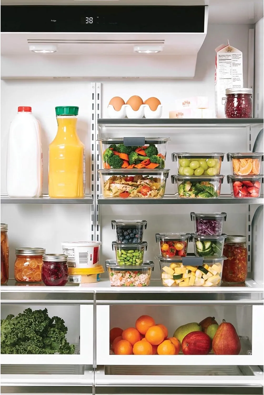 Rubbermaid Brilliance Food Storage Containers, BPA Free, Airtight Lids, Ideal for Lunch, Meal Prep & Leftovers, Set of 5 (3.2 Cup)