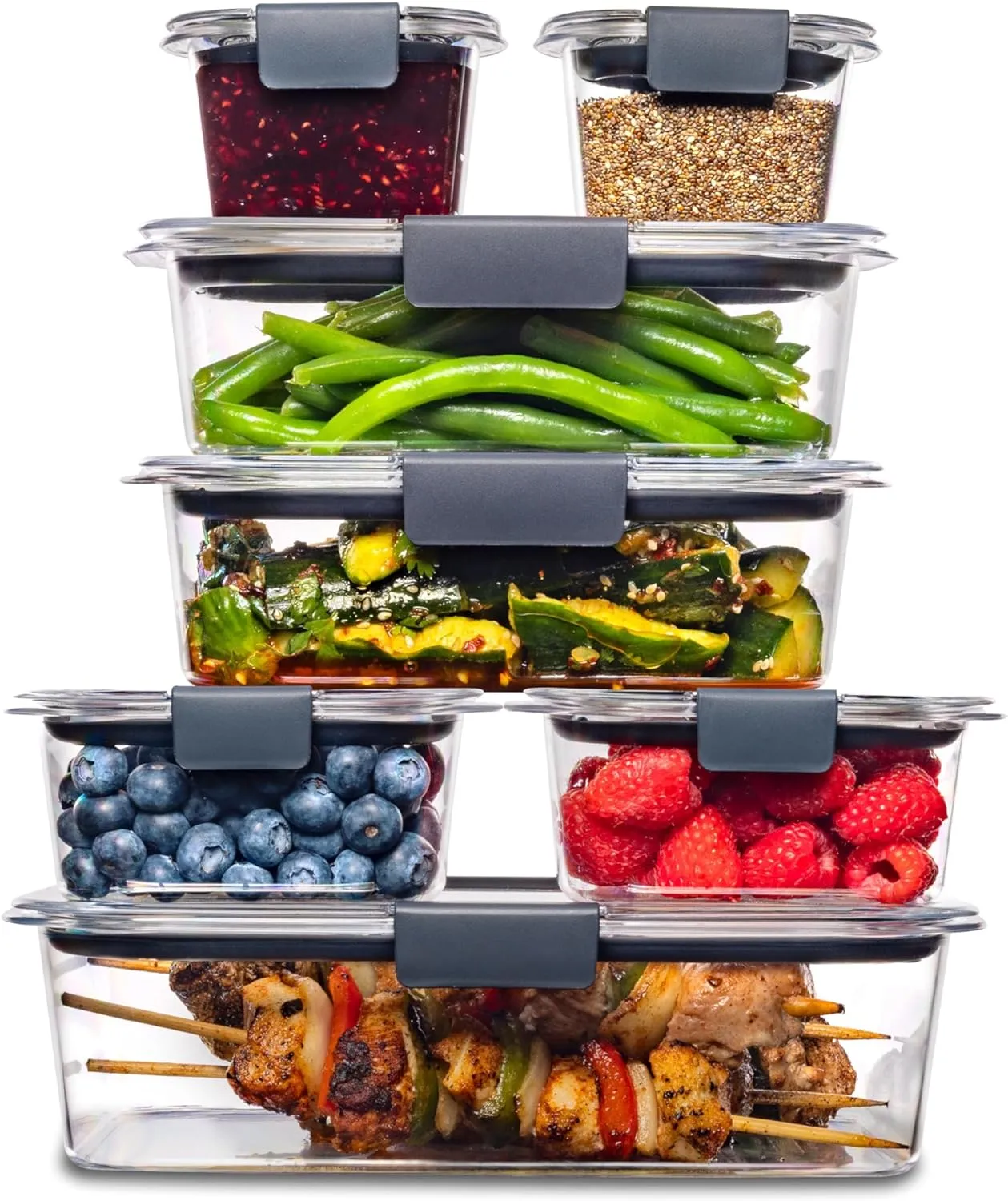 Rubbermaid Brilliance Food Storage Containers, BPA Free, Airtight Lids, Ideal for Lunch, Meal Prep & Leftovers, Set of 5 (3.2 Cup)