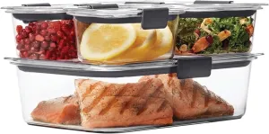 Rubbermaid Brilliance Food Storage Containers, BPA Free, Airtight Lids, Ideal for Lunch, Meal Prep & Leftovers, Set of 5 (3.2 Cup)