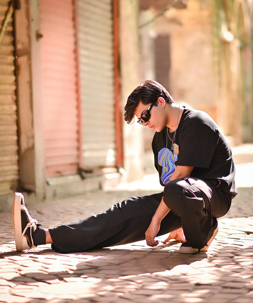 Shadowed Night Black Parachute Cargo Pants | Men